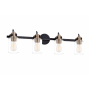 Justice Design Group Brooklyn 4 Light 34" Wide Vanity Light with Clear Artisan Glass Shades Matte Black / Brass