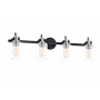 Justice Design Group Brooklyn 4 Light 34" Wide Vanity Light with Clear Artisan Glass Shades Matte Black / Brushed Nickel