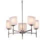 Justice Design Group Union 5 Light 24" Wide Integrated LED Chandelier with Frosted Crackle Oval Shades Brushed Nickel