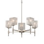 Justice Design Group Union 5 Light 24" Wide Chandelier with Seeded Rectangular Shades Brushed Nickel