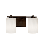 Justice Design Group Fusion 2 Light 14" Wide Bathroom Vanity Light with Flat Rimmed Cylinder Shades from the Era Series Dark Bronze