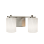 Justice Design Group Fusion 2 Light 14" Wide LED Bathroom Vanity Light with Flat Rimmed Cylinder Shades from the Era Series Brushed Nickel