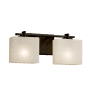 Justice Design Group Fusion 2 Light 16" Wide LED Bathroom Vanity Light with Rectangle Weave Shades from the Era Series Dark Bronze