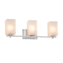 Justice Design Group Fusion 3 Light 24" Wide LED Bathroom Vanity Light with Flat Rimmed Square Frosted Crackle Shades from the Era Series Polished Chrome