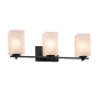 Justice Design Group Fusion 3 Light 24" Wide LED Bathroom Vanity Light with Flat Rimmed Square Frosted Crackle Shades from the Era Series Matte Black