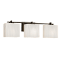 Justice Design Group Fusion 3 Light 26" Wide LED Bathroom Vanity Light with Rectangle Ribbon Shades from the Era Series Dark Bronze