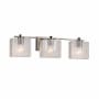 Justice Design Group Fusion 3 Light 24" Wide Bathroom Vanity Light with Rectangle Seeded Shades from the Era Series Brushed Nickel