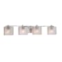 Justice Design Group Fusion 4 Light 34" Wide LED Bathroom Vanity Light with Rectangle Seeded Shades from the Era Series Polished Chrome