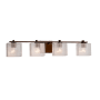 Justice Design Group Fusion 4 Light 34" Wide LED Bathroom Vanity Light with Rectangle Seeded Shades from the Era Series Dark Bronze
