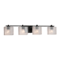 Justice Design Group Fusion 4 Light 34" Wide LED Bathroom Vanity Light with Rectangle Seeded Shades from the Era Series Matte Black