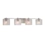Justice Design Group Fusion 4 Light 34" Wide LED Bathroom Vanity Light with Rectangle Seeded Shades from the Era Series Brushed Nickel