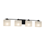 Justice Design Group Fusion 4 Light 36" Wide LED Bathroom Vanity Light with Rectangle Weave Shades from the Era Series Matte Black