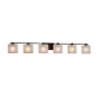 Justice Design Group Fusion 6 Light 57" Wide LED Bathroom Vanity Light with Oval Frosted Crackle Shades from the Era Series Dark Bronze