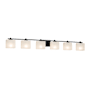 Justice Design Group Fusion 6 Light 54" Wide Bathroom Vanity Light with Rectangle Shades Matte Black