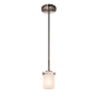 Justice Design Group Atlas Single Light 4-1/2" Wide Integrated LED Mini Pendant with Frosted Crackle Cylinder and Flat Rim Shade Brushed Nickel