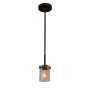 Justice Design Group Atlas Single Light 4-1/2" Wide Integrated LED Mini Pendant with Seeded Cylindrical Shade Dark Bronze