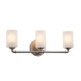 Justice Design Group Bronx 3 Light 23-3/4" Wide Integrated LED Vanity Light with Frosted Crackle Cylindrical Flat Rimmed Shades Brushed Nickel