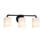 Justice Design Group Fusion 3 Light 24" Wide Bathroom Vanity Light with Flat Rimmed Square Opal Shades from the Bronx Series Matte Black