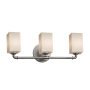Justice Design Group Fusion 3 Light 24" Wide Bathroom Vanity Light with Flat Rimmed Square Opal Shades from the Bronx Series Brushed Nickel