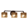Justice Design Group Fusion 3 Light 25" Wide Bathroom Vanity Light with Rectangular Mercury Glass Shades Dark Bronze