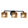 Justice Design Group Fusion 3 Light 25" Wide Bathroom Vanity Light with Rectangular Mercury Glass Shades Matte Black