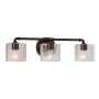 Justice Design Group Bronx 3 Light 25-1/4" Wide Integrated LED Vanity Light with Seeded Rectangular Shades Dark Bronze