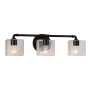Justice Design Group Bronx 3 Light 25-1/4" Wide Integrated LED Vanity Light with Seeded Rectangular Shades Matte Black
