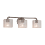 Justice Design Group Bronx 3 Light 25-1/4" Wide Integrated LED Vanity Light with Seeded Rectangular Shades Brushed Nickel