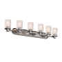 Justice Design Group Fusion 6 Light 44" Wide Bathroom Vanity Light with Cylindrical Seeded Glass Shades Polished Chrome