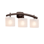 Justice Design Group Fusion 3 Light 26" Wide Bathroom Vanity Light with Oval Frosted Crackle Glass Shades Dark Bronze
