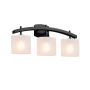 Justice Design Group Fusion 3 Light 26" Wide Bathroom Vanity Light with Oval Frosted Crackle Glass Shades Matte Black