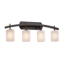 Justice Design Group Archway 4 Light 35-1/2" Wide Integrated LED Vanity Light with Frosted Crackle Square Shades Dark Bronze