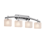 Justice Design Group Fusion 4 Light 36" Wide Bathroom Vanity Light with Rectangular Frosted Crackle Glass Shades Polished Chrome