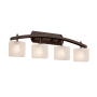 Justice Design Group Fusion 4 Light 36" Wide Bathroom Vanity Light with Rectangular Frosted Crackle Glass Shades Dark Bronze