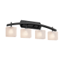 Justice Design Group Fusion 4 Light 36" Wide Bathroom Vanity Light with Rectangular Frosted Crackle Glass Shades Matte Black