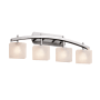 Justice Design Group Fusion 4 Light 36" Wide Bathroom Vanity Light with Rectangular Frosted Crackle Glass Shades Brushed Nickel