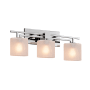 Justice Design Group Fusion 3 Light 26" Wide Bathroom Vanity Light with Oval Frosted Crackle Glass Shades Polished Chrome