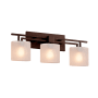 Justice Design Group Fusion 3 Light 26" Wide Bathroom Vanity Light with Oval Frosted Crackle Glass Shades Dark Bronze