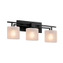 Justice Design Group Fusion 3 Light 26" Wide Bathroom Vanity Light with Oval Frosted Crackle Glass Shades Matte Black