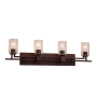 Justice Design Group Aero 4 Light 36" Wide Vanity Light with Seeded Cylindrical Shades Dark Bronze