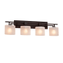 Justice Design Group Aero 4 Light 36" Wide Vanity Light with Frosted Crackle Oval Shades Dark Bronze