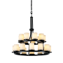 Justice Design Group Fusion 21 Light 2 Tier Chandelier Matte Black