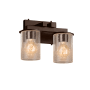 Justice Design Group Fusion 2 Light 13" Wide Bathroom Vanity Light with Cylindrical Seeded Glass Shades Dark Bronze