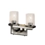 Justice Design Group Fusion 2 Light 13" Wide Bathroom Vanity Light with Cylindrical Seeded Glass Shades Brushed Nickel
