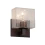 Justice Design Group Modular Single Light 7-3/4" Tall Wall Sconce with Seeded Rectangular Shade Dark Bronze