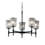 Justice Design Group Veneto Luce 25" Union 5 Light Shaded Chandelier Matte Black