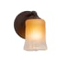 Justice Design Group Bronx Single Light 8-3/4" Tall Wall Sconce with Cylindrical Rippled Glass Shade Dark Bronze