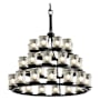 Justice Design Group Veneto Luce 42" Wide Ring Chandelier Matte Black / Clear Textured