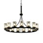 Justice Design Group Veneto Luce 42" Wide Ring Chandelier Matte Black / Clear Textured