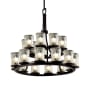 Justice Design Group Veneto Luce 21 Light 33" Wide Candle Style Chandelier with Clear Textured Glass Shades Matte Black